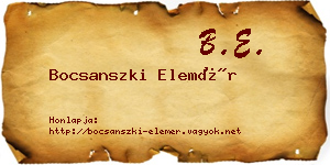 Bocsanszki Elemér névjegykártya